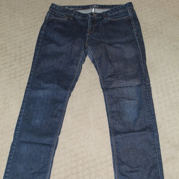Ann Taylor Loft Sz 8 Modern Straight Mid Rise Blue Jeans - Picture 1 of 6